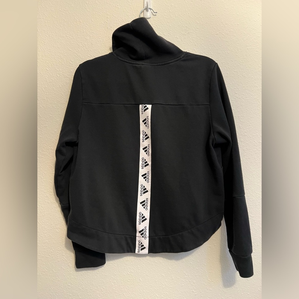 #962 ADIDAS Pullover Turtle Neck Black Activewear logo Large